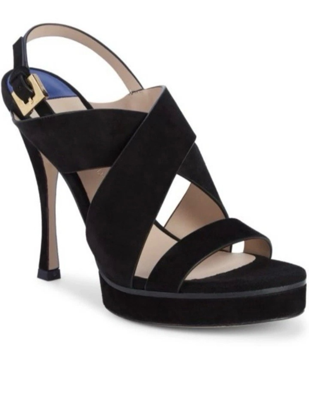 Stuart Weitzman Hester Slingback Sandals Size 9 Black Suede Heels